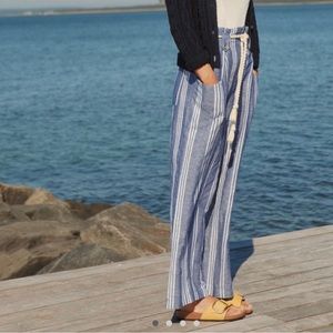 Maeve for Anthropologie Liliana Wide Leg Striped Pant Blue White Size 00